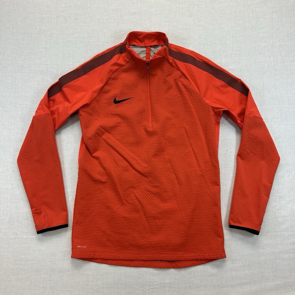 Nike Shield Strike Drill Jacket Mens Medium Orange Soccer Running Windbreaker